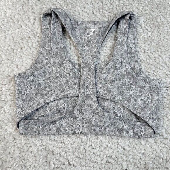 Gymshark Fleur Texture Sports Bra Charcoal Marled Gray - Picture 3 of 10